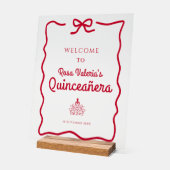 Red Quinceañera Willkommenstabelle Acrylschild (Winkel)