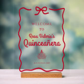 Red Quinceañera Willkommenstabelle Acrylschild (Neutral)