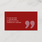 Red Quotes Psychiatrist Business Card Visitenkarte (Rückseite)