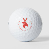 Red Rabbit Icon & Gebogener Text Vorlage Golfball (Vorderseite)