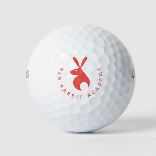 Red Rabbit Icon & Kurve Text Template Golfball (Vorderseite)