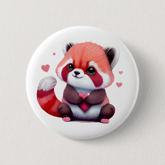 Red Raccoon Valentine Button (Vorderseite)