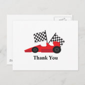 Red Race Auto mit Checkered Flags Postkarte (Vorne/Hinten)