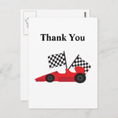 Red Race Auto mit Checkered Flags Postkarte (Vorne/Hinten)
