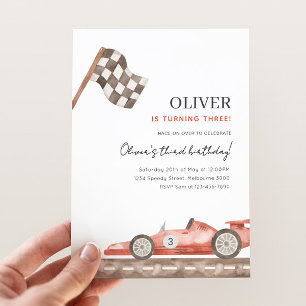 Red Race Car 3. Geburtstag, jedes Alter Jungen Ren Einladung