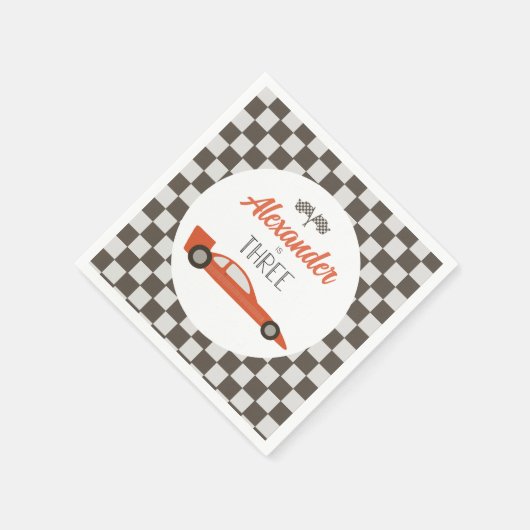 Red Race Car 3RD Geburtstag Serviette (Ecke)