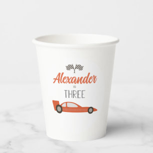 Red Race Car 3RD Geburtstagspapiere Cups Pappbecher