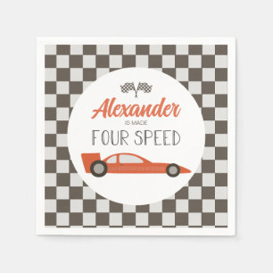 Red Race Car 4. Geburtstag Serviette