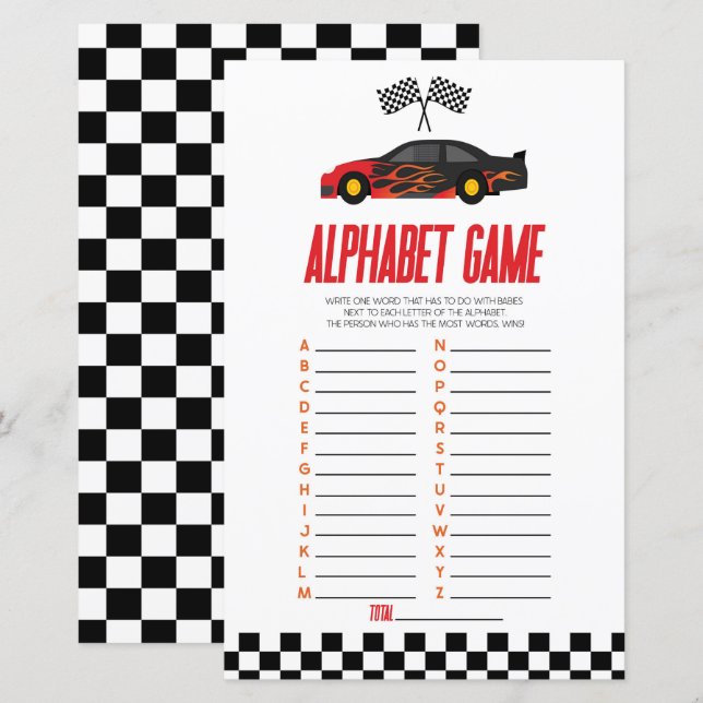 Red Race Car Alphabet Baby Showspiel (Vorne/Hinten)