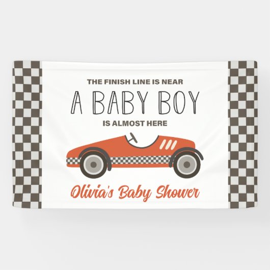 Red Race Car Baby Dusche Banner (Horizontal)