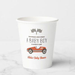Red Race Car Baby Dusche Pappbecher