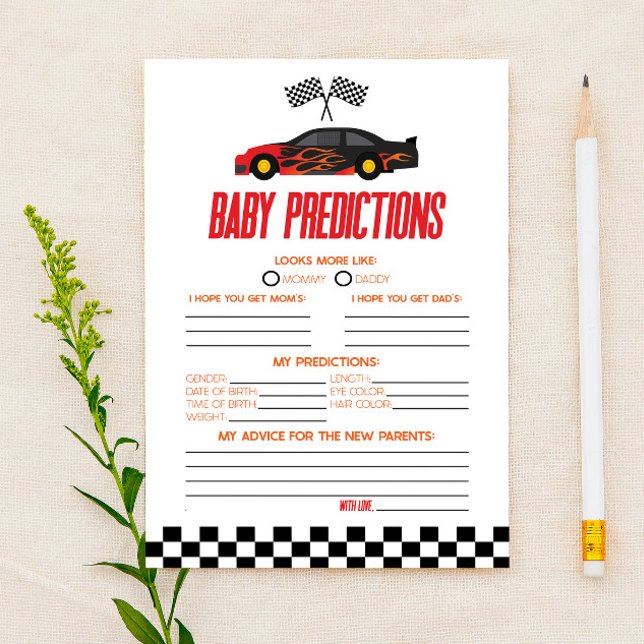 Red Race Car Baby Shower Predictions Game (Von Creator hochgeladen)