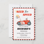 Red Race Car Birthday | Fünf Geschwindigkeiten ben Einladung (Vorderseite)