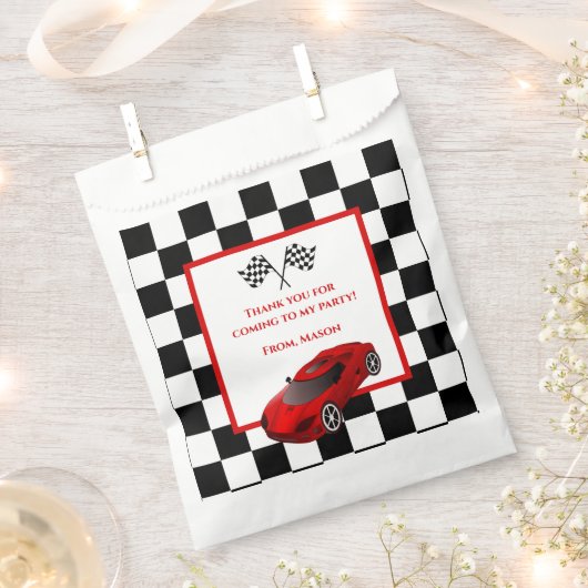 Red Race Car | Birthday Party Fee Bags Geschenktütchen (Ausgeschnitten)