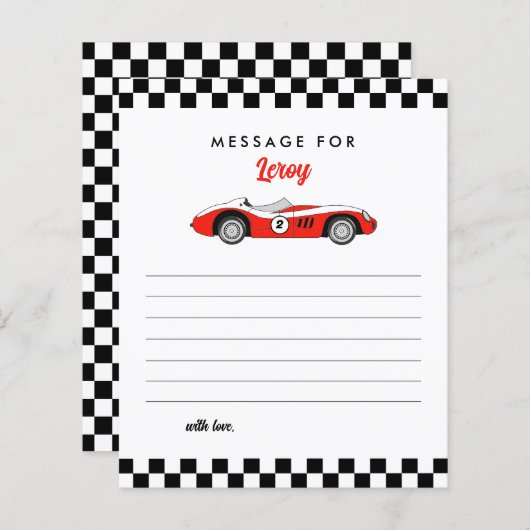 Red Race Car Boy Birthday Time Kapsel Note Card (Vorne/Hinten)