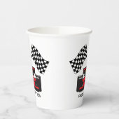 Red Race Car Checked Flag Design Paper Cup Pappbecher (Links)