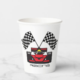 Red Race Car Checked Flag Design Paper Cup Pappbecher