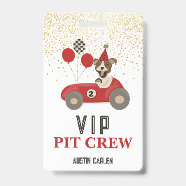 Red Race Car Dog Boys Birthday Party VIP Ausweis