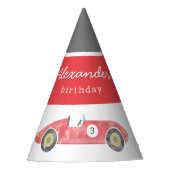 Red Race Car Geburtstag Partyhütchen (Vorderseite)