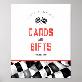 Red Race Car Geburtstagsparty Cards und Geschenke  Poster