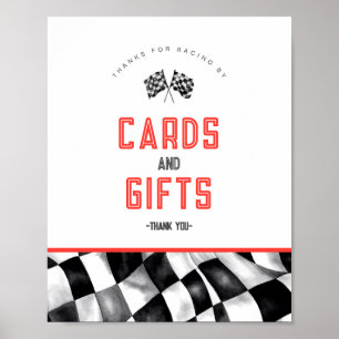 Red Race Car Geburtstagsparty Cards und Geschenke Poster