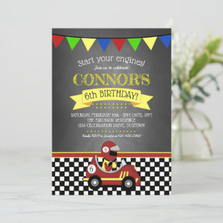 Red Race Car Geburtstagsparty Einladung