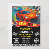 Red Race Car Geburtstagsparty Einladung (Vorderseite)