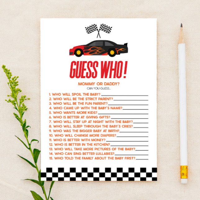 Red Race Car Guess Who Baby Showspiel (Von Creator hochgeladen)