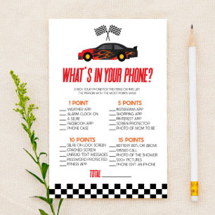 Red Race Car in Ihrem Telefon Baby Showgame