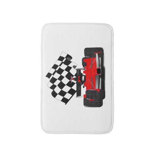 Red Race Car mit Checkbox Badematte (Vorderseite Vertikal)