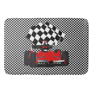 Red Race Car mit Checkbox Badematte