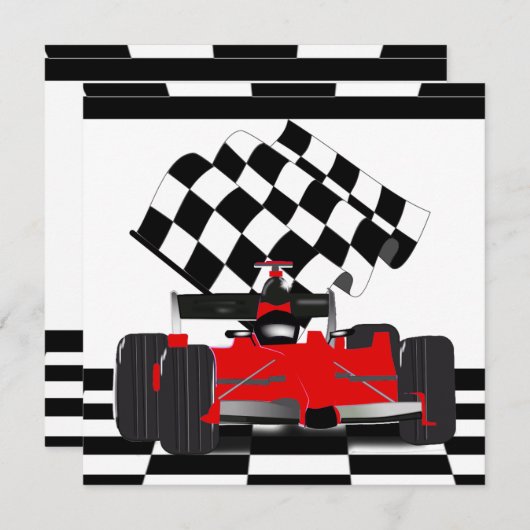 Red Race Car mit Checkbox Einladung (Vorne/Hinten)