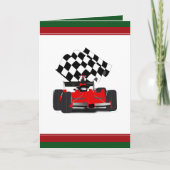 Red Race Car mit Checkbox Flag Weihnachten (Vorderseite)