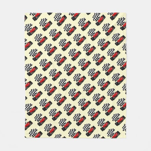 Red Race Car mit Checkbox Fleecedecke (Vorderseite)
