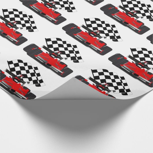 Red Race Car mit Checkbox Geschenkpapier (Ecke)