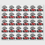 Red Race Car mit Checkbox Geschenkpapier (Flach)