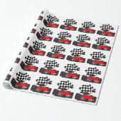 Red Race Car mit Checkbox Geschenkpapier (Ungerollt)