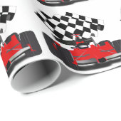 Red Race Car mit Checkbox Geschenkpapier (Rolleneckpunkt)