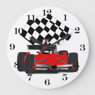 Red Race Car mit Checkbox Große Wanduhr