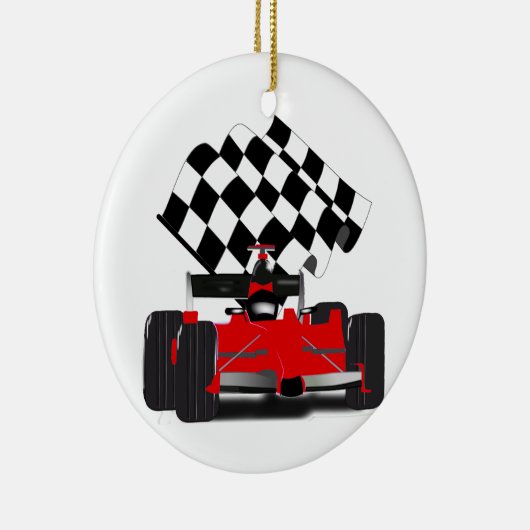 Red Race Car mit Checkbox Keramikornament (Rechts)