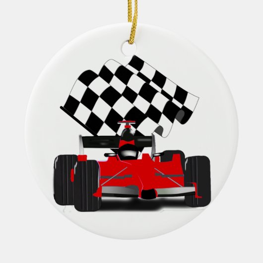 Red Race Car mit Checkbox Keramikornament (Vorne)