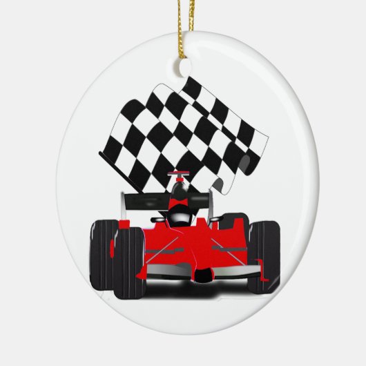 Red Race Car mit Checkbox Keramikornament (Links)