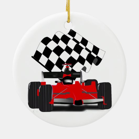 Red Race Car mit Checkbox Keramikornament (Hinten)