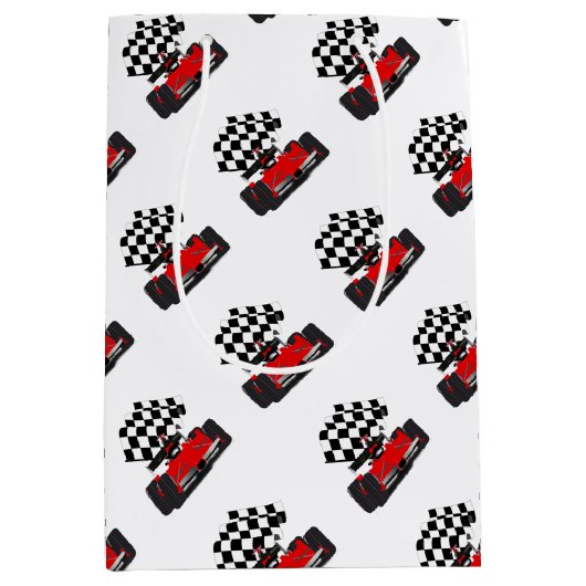Red Race Car mit Checkbox Mittlere Geschenktüte (Vorderseite)