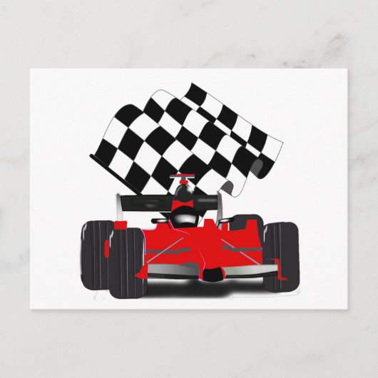 Red Race Car mit Checkbox Postkarte (Vorderseite)