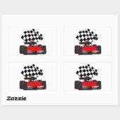 Red Race Car mit Checkbox Rechteckiger Aufkleber (Blatt)