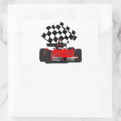 Red Race Car mit Checkbox Rechteckiger Aufkleber (Tasche)