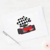 Red Race Car mit Checkbox Rechteckiger Aufkleber (Umschlag)
