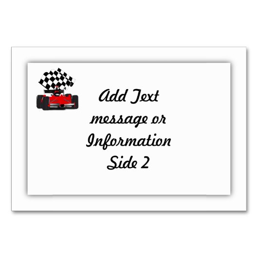 Red Race Car mit Checkbox Tischnummer (Rückseite)