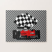 Red Race Car mit Checkered Flag Jigsaw Puzzle (Horizontal)